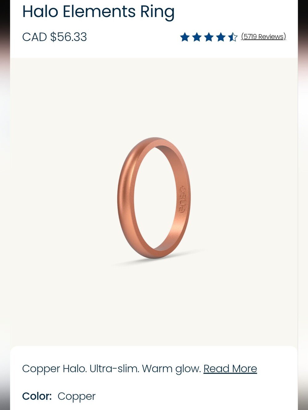Element Copper Halo Ring Size 5